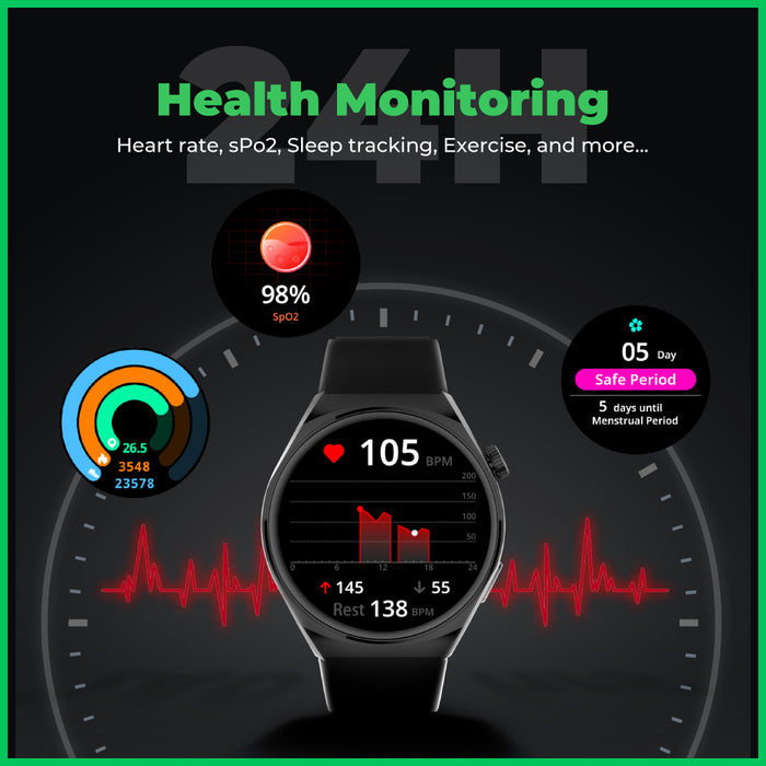 ساعة بلاك شارك S1 مع شاشة مقاس 1.43 بوصة، عمر بطارية 10 أيام، متتبع اللياقة البدنية، معدل ضربات القلب، مراقبة النوم والأكسجين في الدم وأكثر من 100 رياضة - فضي
