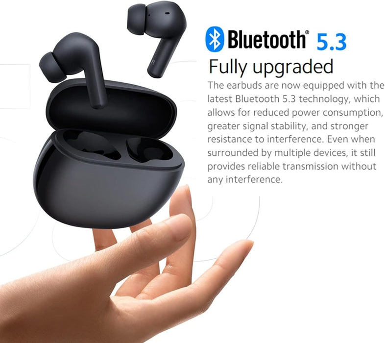 Redmi Buds 4 Active Wireless Earbuds With Bluetooth 5.3 Fast Pair Connectivity, ANC Noise Cancellation,Long Battery Life 28H & Water-Resistant - Black