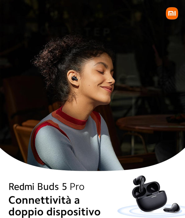 سماعات أذن لاسلكية Redmi Buds 5 Pro مع خاصية إلغاء الضوضاء النشطة، ومقاومة الغبار والماء، ووقت تشغيل يصل إلى 38 ساعة، وملاءمة آمنة للتمرينات والسفر - أبيض