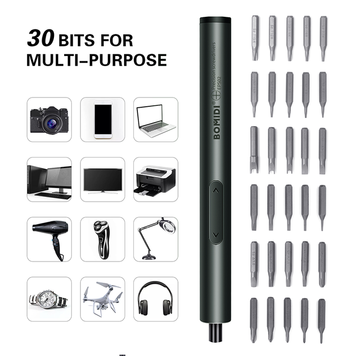 BOMIDI EPS02 Electric Screwdriver Set With 30 in One - Black