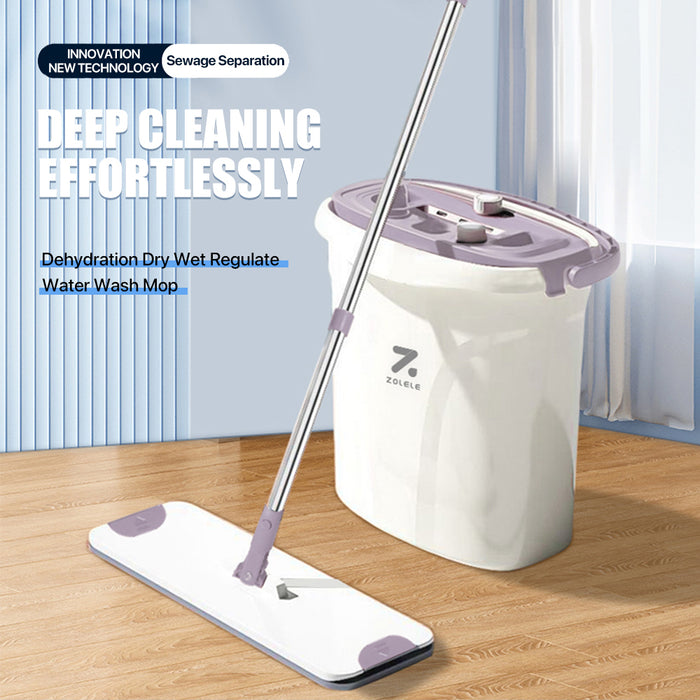 ZOLELE FM01 Mop Dirt Separation And Washing Wet and Dry Mop - White