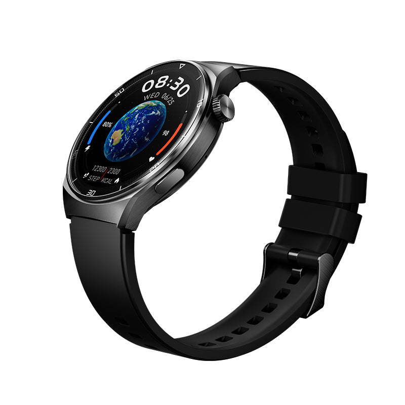 QCY Smart Watch GT2 With 1.43 AMOLED Display, Zinc Alloy Watch Frame, Bluetooth Call/Playback, 24 Hour Rate & Sleep Monitor & 100+ Sports Modes - Black