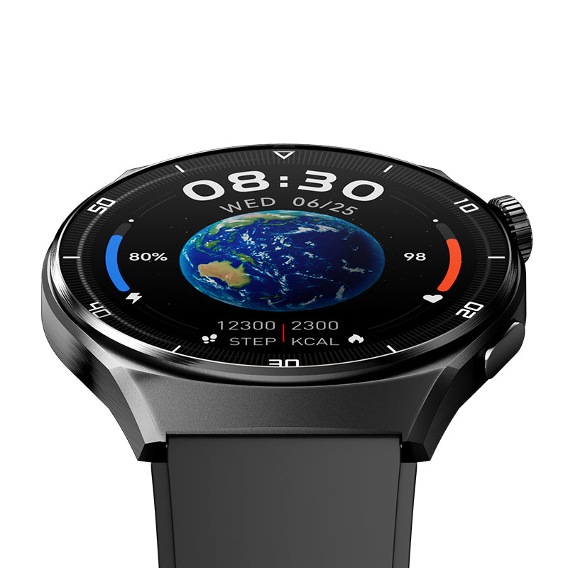 QCY Smart Watch GT2 With 1.43 AMOLED Display, Zinc Alloy Watch Frame, Bluetooth Call/Playback, 24 Hour Rate & Sleep Monitor & 100+ Sports Modes - Black