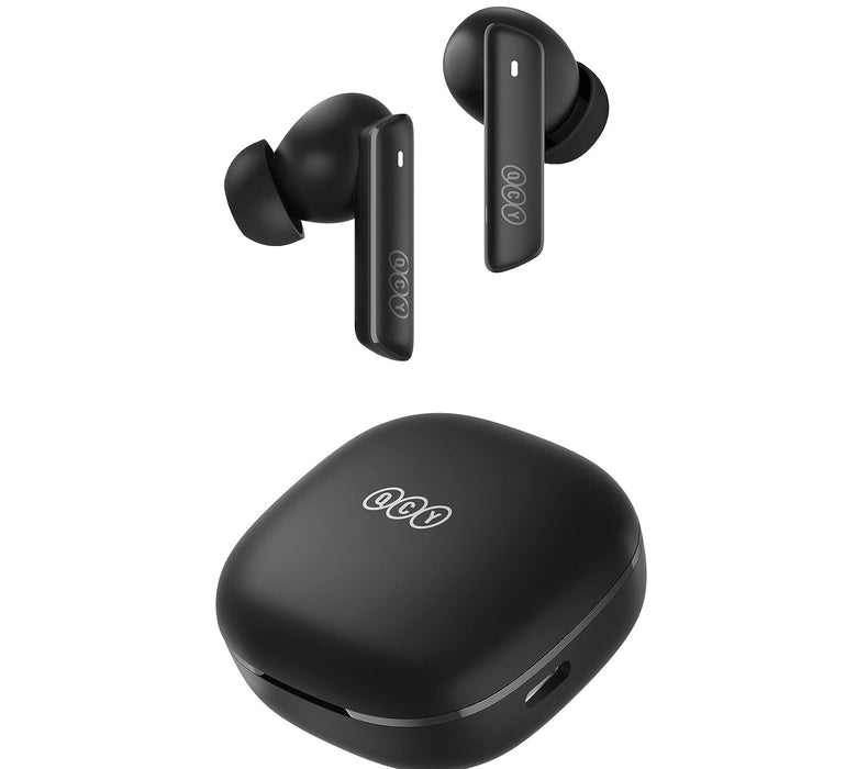 QCY HT05 Multi-Mode Noise Cancelling Wireless Earbuds With Wind Noise Reduction, Bluetooth 5.2,30H Playtime,Water Resistance and Touch Control - Black
