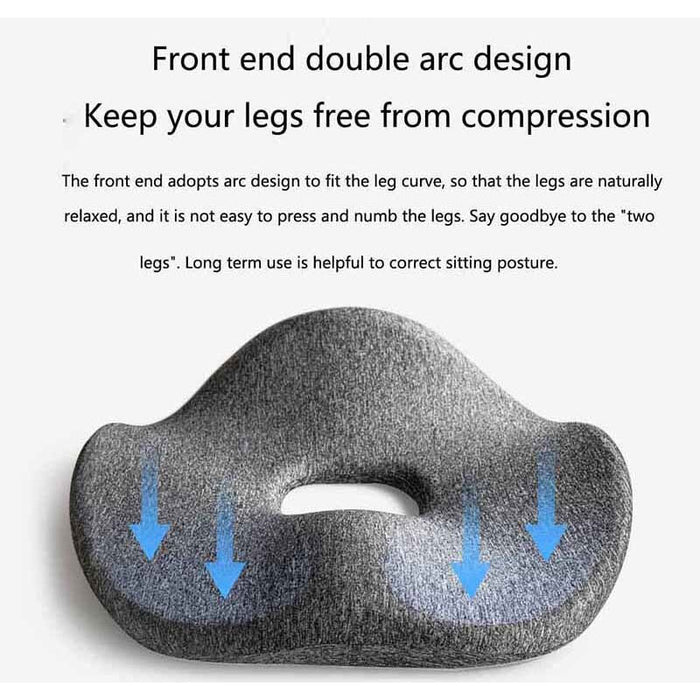 LERAVAN Cushion Seat Car Office Antibacterial Breathable Foam Pillow LF-SE002-MGY Comfortable Cushion With U-Shaped Cutout and Ergonomic Design - Grey