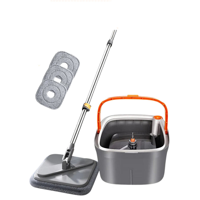 Zolele M16 Square Spin Mop With Separate Clean & Dirty Water Tanks - Black