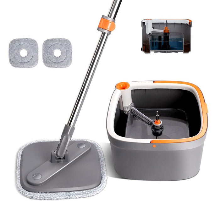 Zolele M16 Square Spin Mop With Separate Clean & Dirty Water Tanks - Black