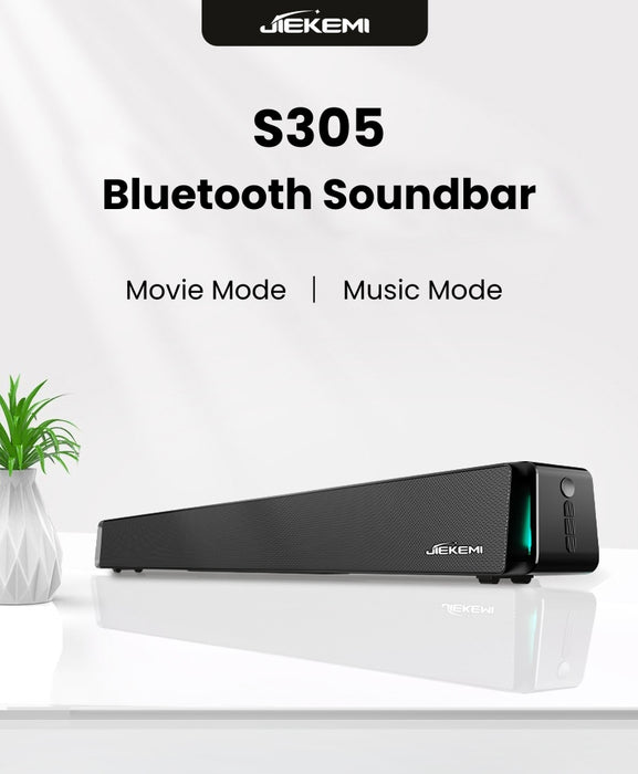 Jiekemi S301 Bluetooth Soundbar Deep Bass Slim Body Wireless Speaker - Black