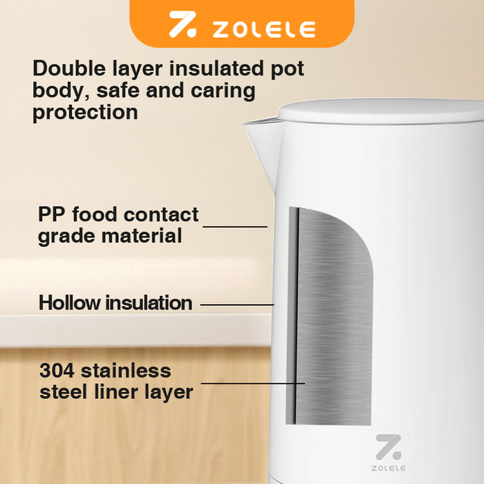 غلاية كهربائية زوليلي SH1701W سعة 1.7 لتر - أبيض