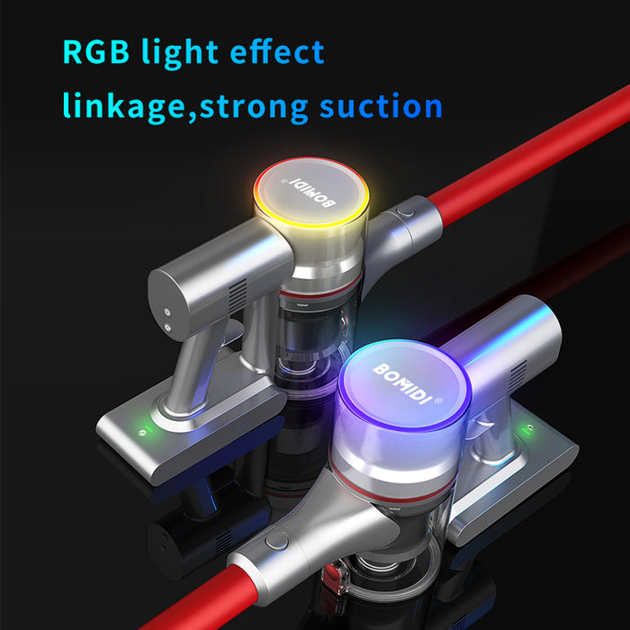 BOMIDI WV102 مكنسة كهربائية لاسلكية RGB تأثير الضوء الذكي - أحمر