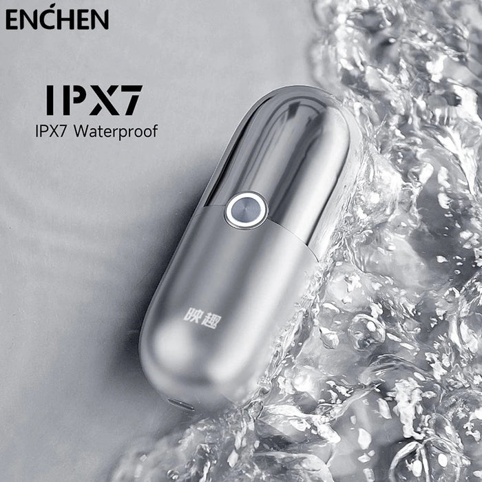 ماكينة حلاقة كهربائية صغيرة محمولة جافة ورطبة من ENCHEN X5 - فضي