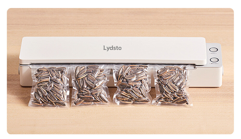 Lydsto Automatic Vacuum Sealer Machine Anti Moist Bag Sealer, Food Preserving Machine With Vacuum Hose 5pcs Sealing Bags & 60kpa Suction Force - White