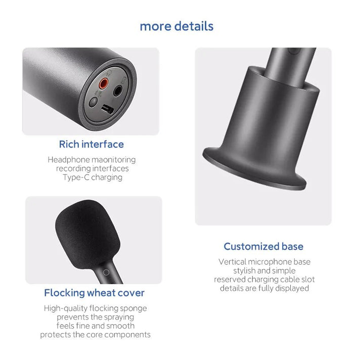 Xiaomi Karaoke Microphone With 7 Hours Battery, KTV-Quality Sound, Karaoke DSP Chip Noise Cancellations, Anti-Whistle, 9 Fun Sound Effects & 5.1 Bluetooth - Black