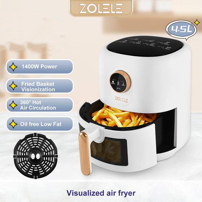 Zolele ZA004 مقلاة هوائية كهربائية بسعة 4.5 لتر - أبيض