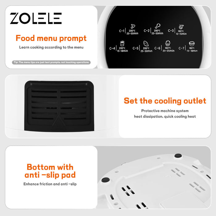 Zolele ZA004 Electric Air Fryer 4.5L Capacity  - BLACK