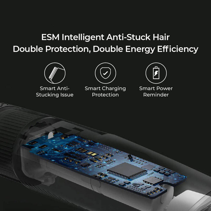 Enchen Sharp 3S Tondeuse à cheveux électrique sans fil 7300 tr/min Lame en acier inoxydable 600 mAh Longue durée de vie de la batterie – Noir