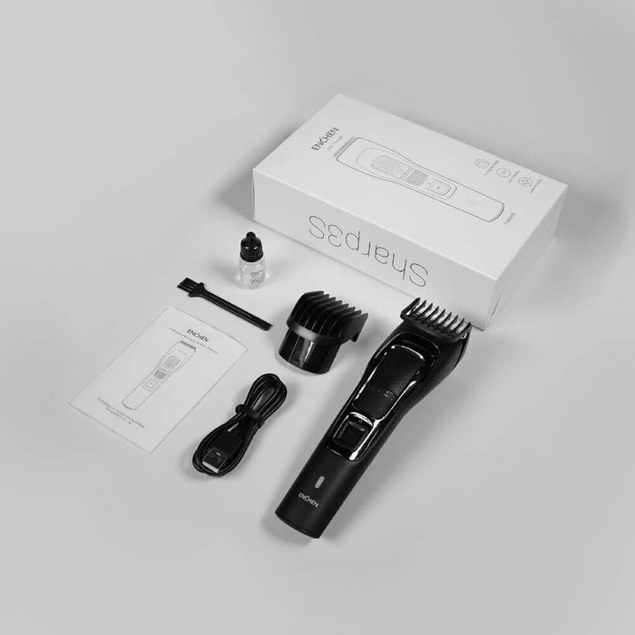 Enchen Sharp 3S 理发器无绳电动毛发修剪器 600mAh - 黑色