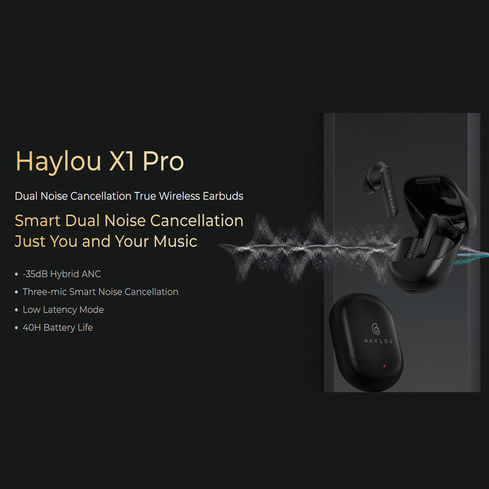 سماعات أذن Haylou X1 Pro True اللاسلكية بخاصية إلغاء الضوضاء المزدوجة - أسود