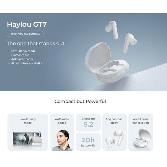 سماعات أذن بلوتوث لاسلكية Haylou GT7 True - أبيض