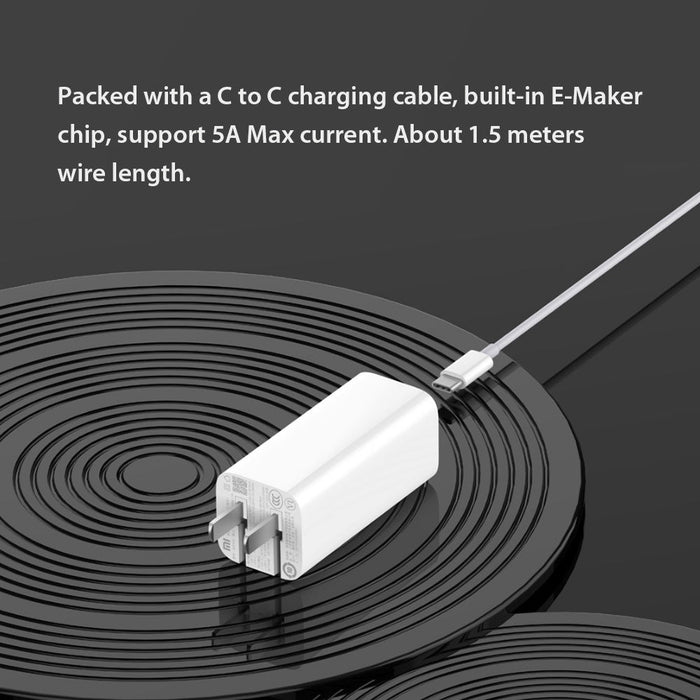 Adaptateur de charge rapide Xiaomi 65W GaN Charger 1A1C avec entrée double port USB-A et Type-C - Blanc