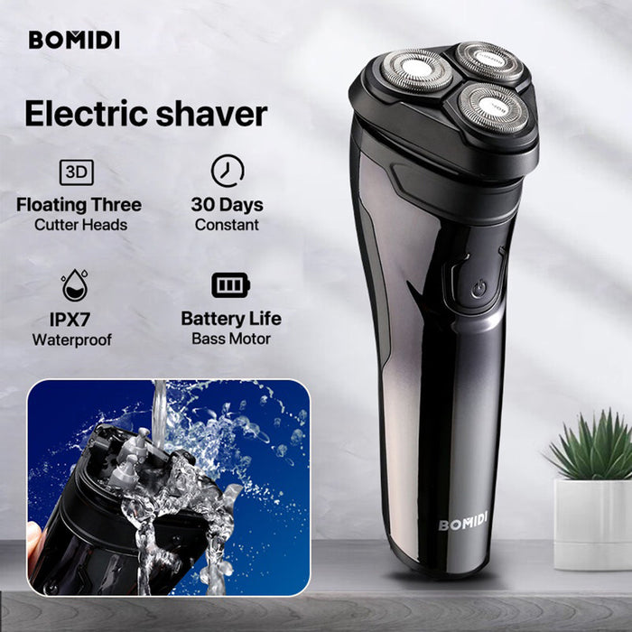 Rasoir électrique Bomidi M3 Rasoirs rotatifs 3D Tondeuse à barbe 600mAh Batterie longue USB Type-C Rasoir à cheveux rechargeable - Noir