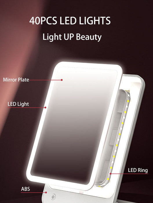 博米迪 R1 化妆镜 LED 灯镜 3 级亮度 - 白色