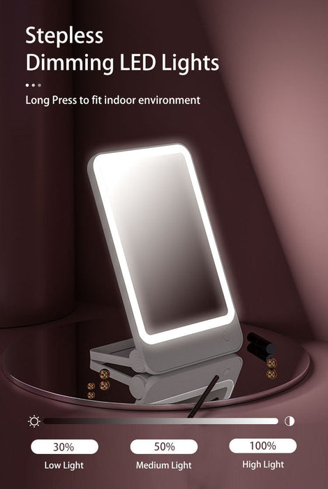 مرآة مكياج بإضاءة LED من بوميدي R1، 3 مستويات سطوع - أبيض