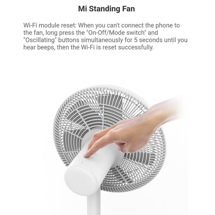 Xiaomi Mi Smart Standing Fan 2 Ventilateur électrique à double pales avec contrôle par application mobile Bluetooth et commande vocale 100 niveaux de vitesse réglable, ventilateur de sol à portée de vent de 14 m - Blanc