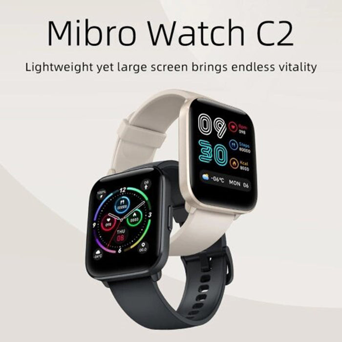 Montre intelligente Mibro C2 Écran HD à contrôle tactile de 1,69 pouces Surveillance de la fréquence cardiaque et du sommeil 24h SpO2 20 Mode sport Montre de fitness - Noir