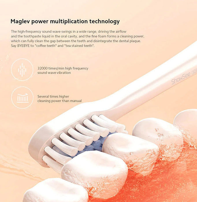فرشاة الأسنان الكهربائية شوسي D1-P مقاومة للماء IPX7 - أبيض