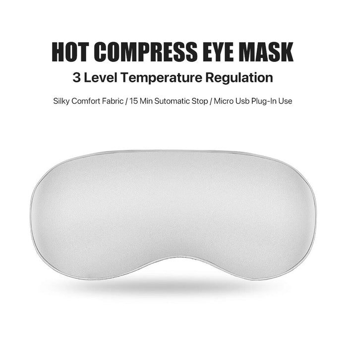 Lydsto Masque pour les yeux à compresse chaude avec régulation de température réglable à 3 niveaux 15 minutes Arrêt automatique Tissu confortable et soyeux Masque pour les yeux apaisant Masque pour les yeux de sommeil Micro-USB - Gris