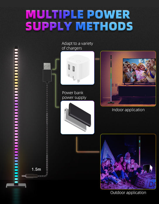 Lampe de fête multicolore intelligente avec lumière mélodique, 6 types de modes de rythme musical | Alexa et Google Assistant | Microphone intégré - Noir