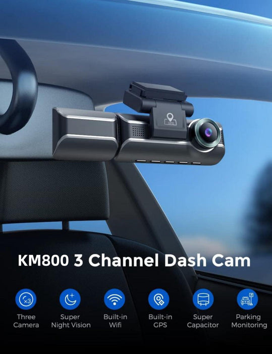 كاميرا داش ذكية Jiekemi KM800 بدقة 4K - أسود