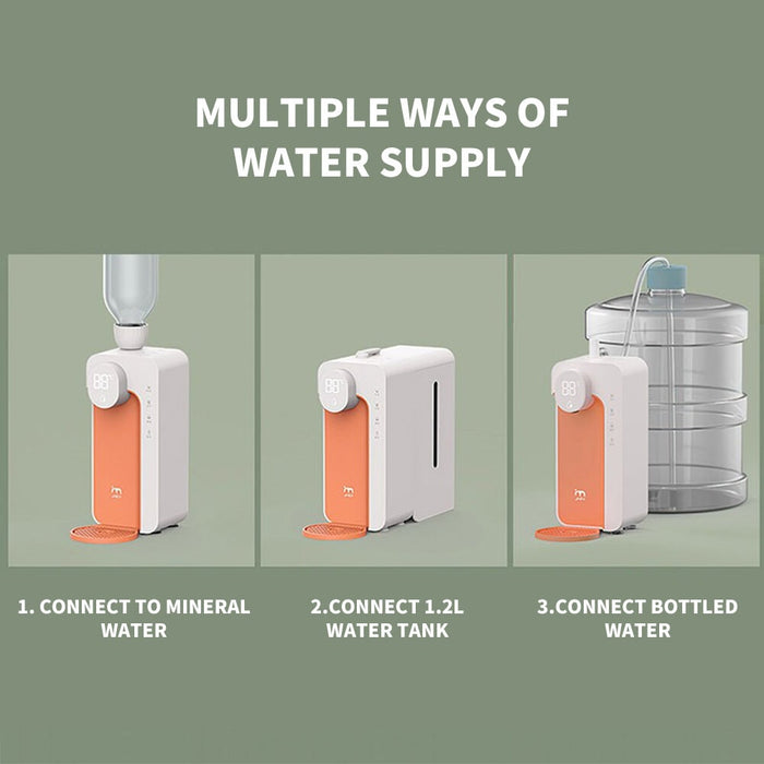 JMEY M2 Plus Distributeur de chauffe-eau portable avec contrôle de température à 16 vitesses Réservoir d'eau de 1,2 L à chaleur rapide en 3 secondes pour la maison/bureau/extérieur - Orange