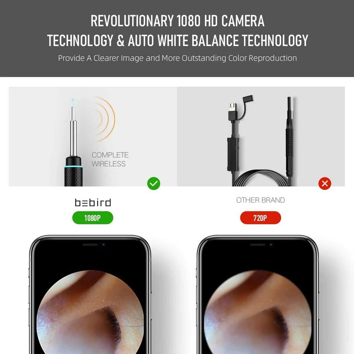 Bebird M9 Pro bâton de nettoyage d'oreille visuel intelligent avec caméra HD Endoscope 3 mégapixels | Batterie longue de 350 mAh | IP65 étanche - Noir