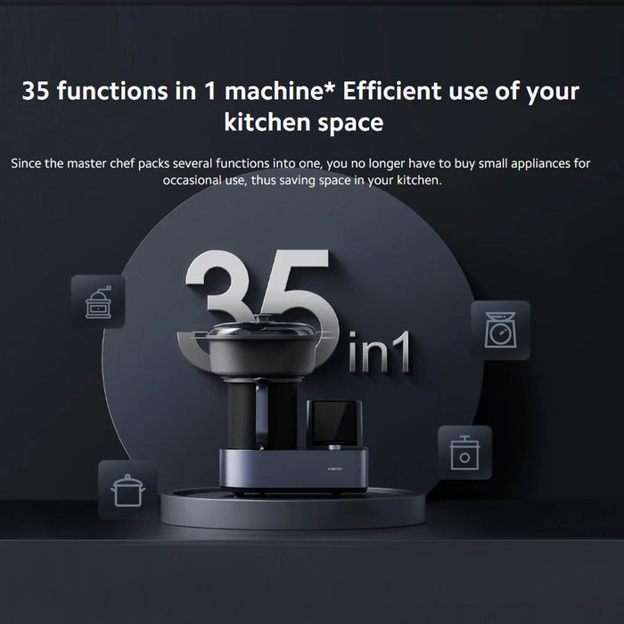 Robot de cuisine intelligent Xiaomi MCC01M Écran tactile HD de 8 pouces avec cuisinière électrique intégrée de plus de 200 recettes 1700W - Noir