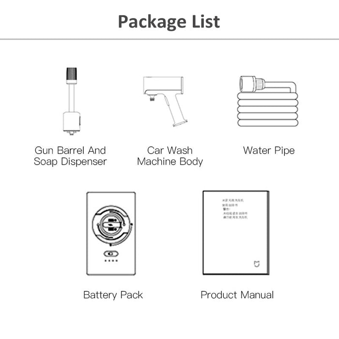 Xiaomi Mijia Lave-auto sans fil Lave-auto haute pression Pulvérisateur d'eau multifonctionnel 2000mAh Batterie rechargeable - Blanc