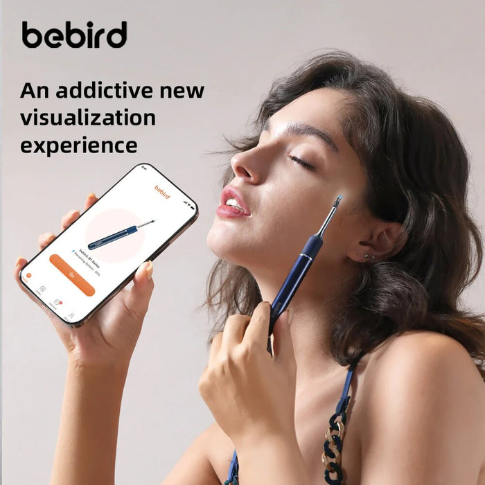 Bebird Note5 Pro Bâton de nettoyage visuel intelligent des oreilles avec appareil photo intégré de 10 mégapixels et connectivité WiFi pour outil de suppression de cérumen en temps réel iOS/Android - Bleu