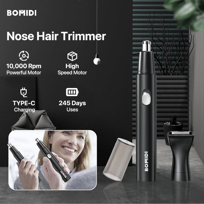 Bomidi NT1 二合一电动鼻毛修剪器和眉毛修剪器便携式剃须刀 - 黑色