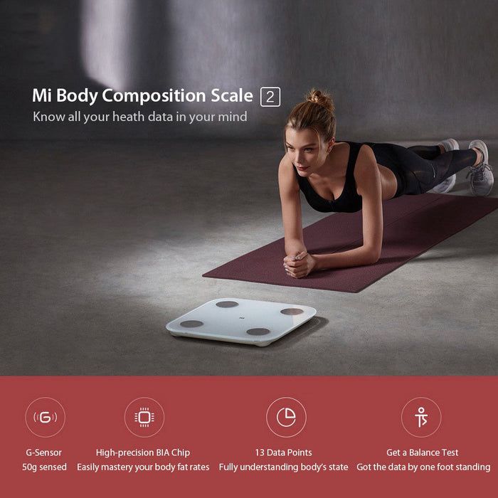 Xiaomi Mi Body Composition Scale 2 Smart Bluetooth Balance de poids numérique Affichage LED Capteur de pression de haute précision Bluetooth 5.0 Contrôle de l'application mobile Balance de poids corporel intelligente - Blanc