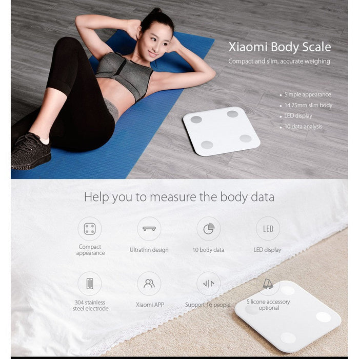Xiaomi Mi Body Composition Scale 2 Smart Bluetooth Balance de poids numérique Affichage LED Capteur de pression de haute précision Bluetooth 5.0 Contrôle de l'application mobile Balance de poids corporel intelligente - Blanc