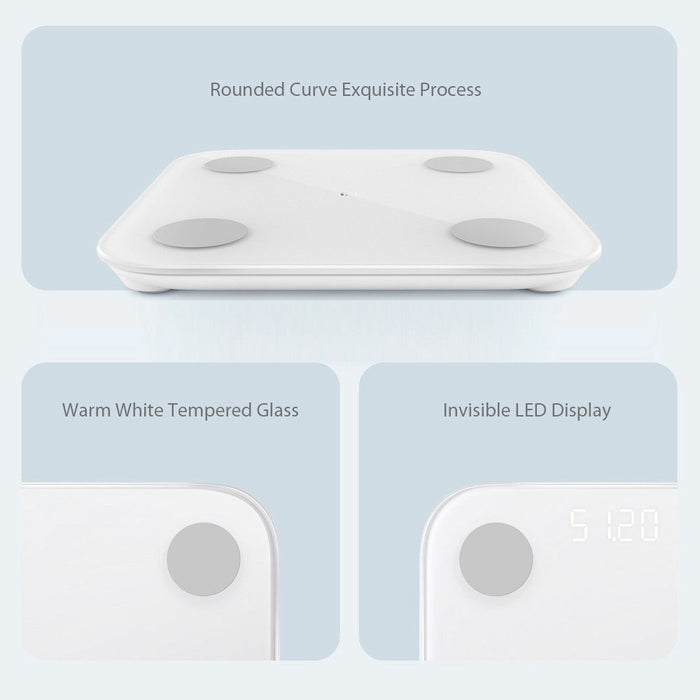 مقياس تكوين الجسم Xiaomi Mi 2 مقياس الوزن الرقمي الذكي بتقنية البلوتوث - أبيض