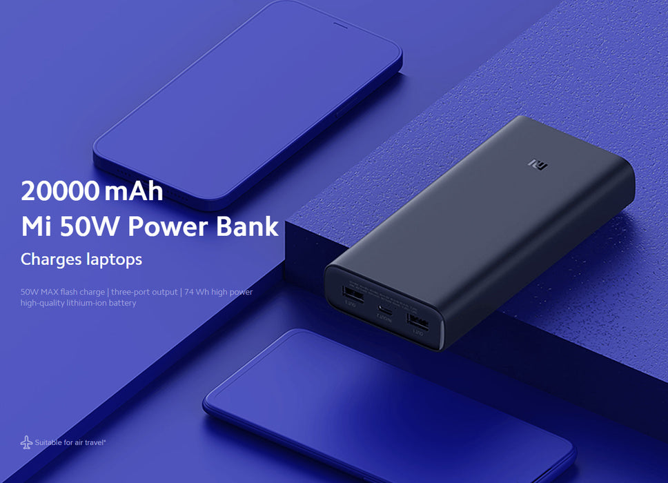 Banque d'alimentation à charge rapide Redmi 18W Batterie haute capacité 20000mAh avec double sortie USB-A - Noir