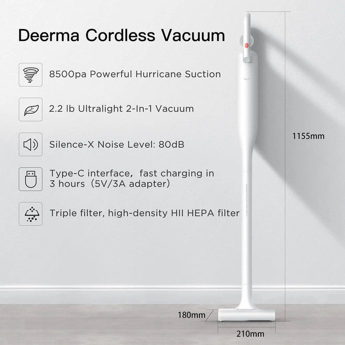 德尔玛 VC01 手持式真空轻型无绳吸尘器 8500Pa - 白色