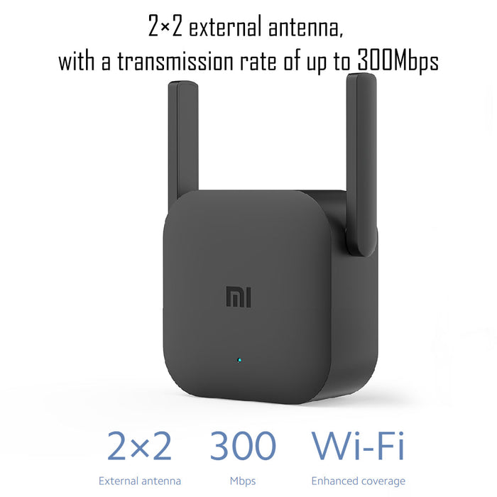 Xiaomi Mi Wi-Fi Range Extender Pro R03 : taux de signal 2,4 GHz 300 Mbps, 2 antennes externes, cryptage WPA-PSK/WPA2-PSK CPU MT7628K 580 MHz, 2 Mo de ROM, 8 Mo de RAM - Noir