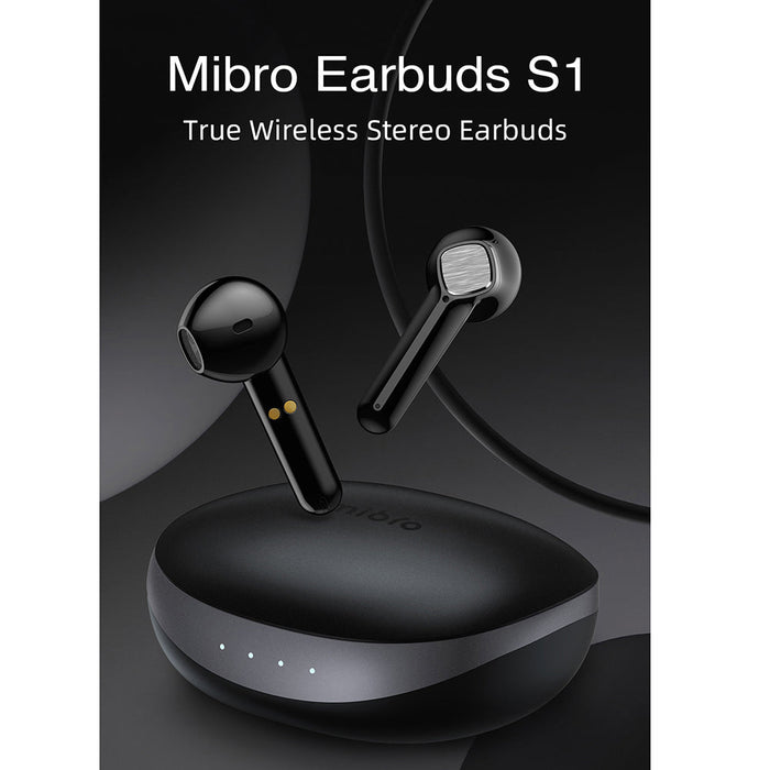 Mibro S1 véritables écouteurs sans fil HiFi stéréo suppression du bruit pour des appels clairs commande tactile écouteurs conception coulissante boîte de chargement | Bluetooth 5.3 - Noir