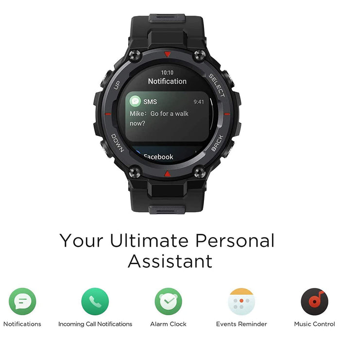Amazfit T-Rex Pro Smart Watch 1.3 Écran AMOLED SpO2 100+Mode Sport 10ATM Étanche - Noir