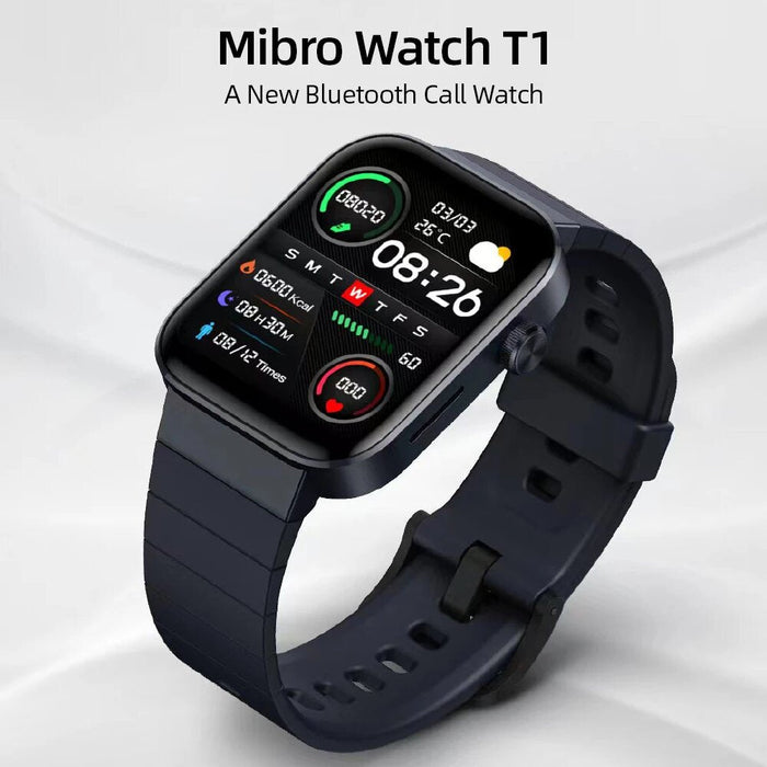 Montre d'appel Bluetooth Mibro T1 Smart Watch avec suivi de la santé de l'écran AMOLED HD de 1,6 pouces et 20 modes sportifs étanche 2 ATM - Noir