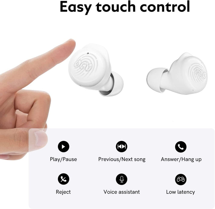 QCY T17 Véritables écouteurs sans fil avec microphone à suppression active du bruit HiFi Touch Control Écouteurs intra-auriculaires stéréo à faible latence Bluetooth 5.1 - Blanc