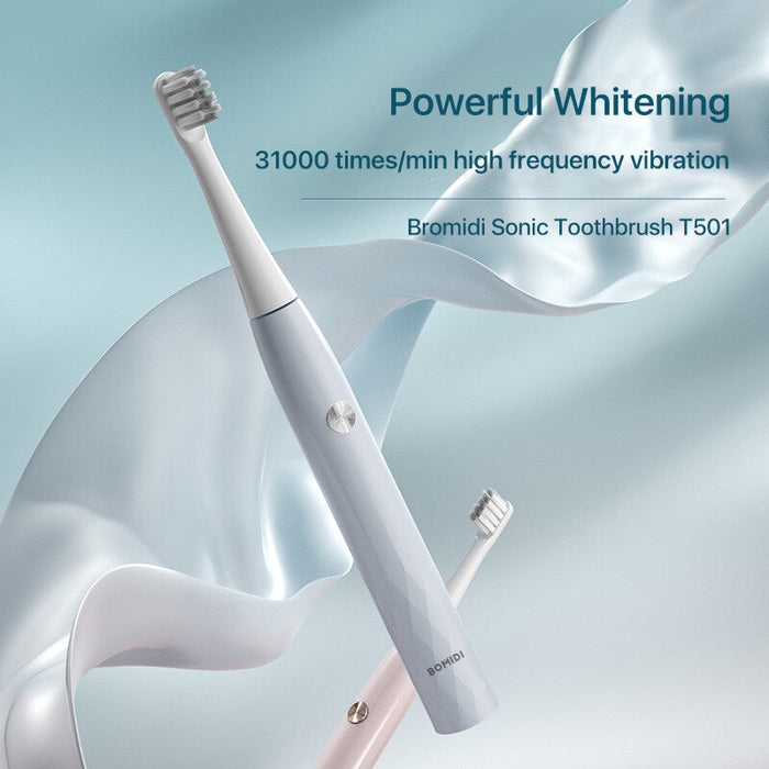 Bomidi T501 Brosse à dents électrique sonique Ultra sonique Vibration haute fréquence Nettoyage en profondeur Brosse à dents blanchissante Rechargeable IPX7 Étanche - Gris